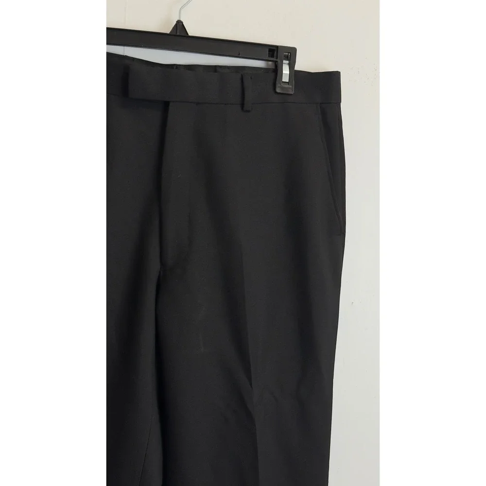 JF J.Ferrar Mens Black Dress Pants Flat Front Trousers 34x34 Modern Fit